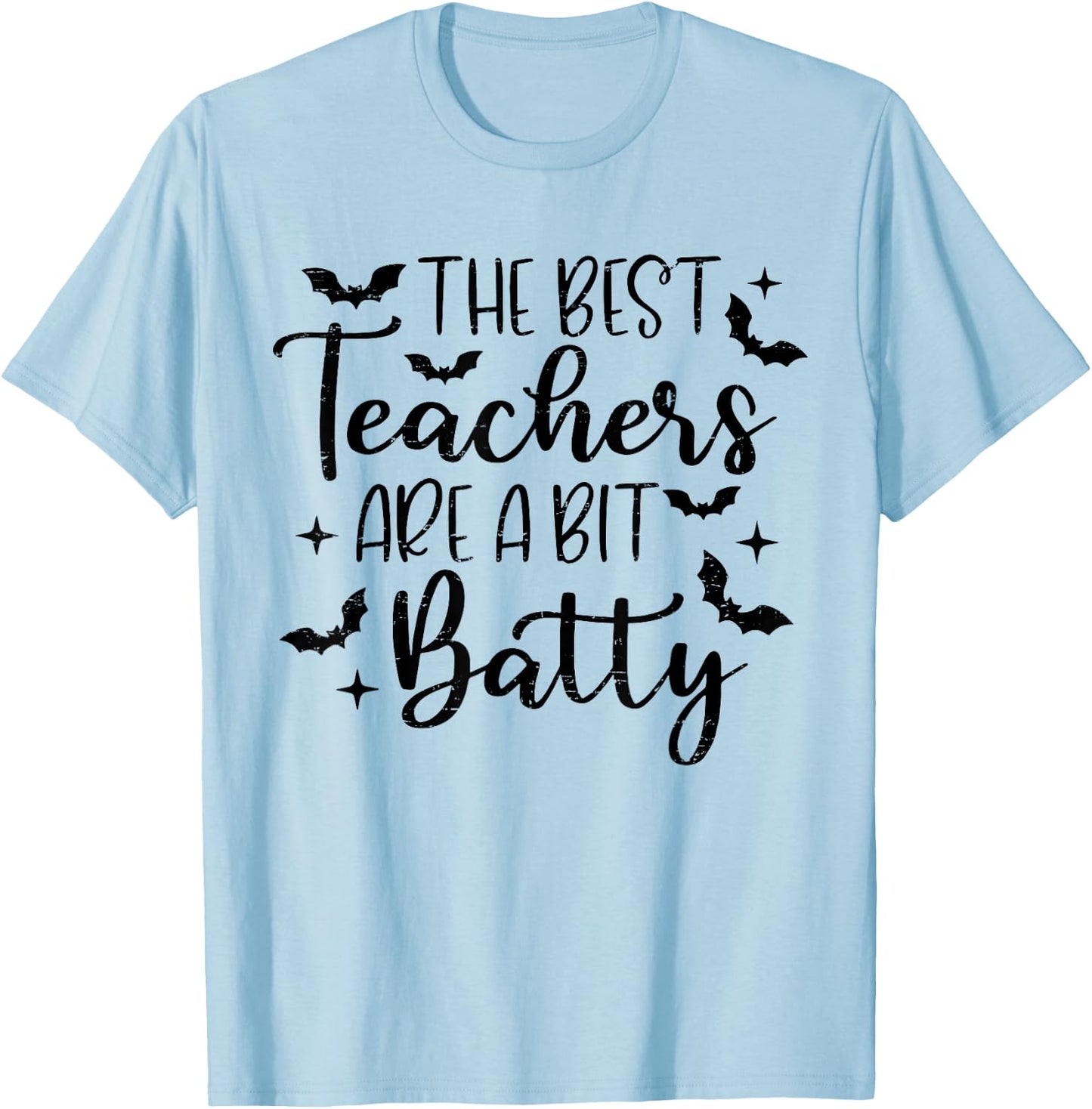 Retro The Best Teachers Are A Bit Batty Halloween Teacher T-Shirt - T-Shirt | Light Blue