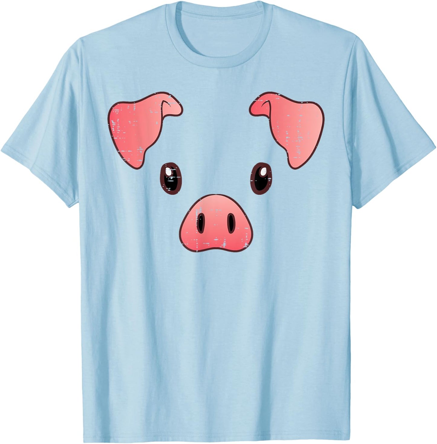 Pig Face Costume Cute Hog Halloween Animal Kids Women Men T-Shirt - T-Shirt | Light Blue