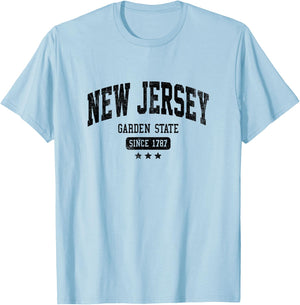 Vintage New Jersey The Garden State NJ USA Weathered Dark T-Shirt - T-Shirt | Light Blue