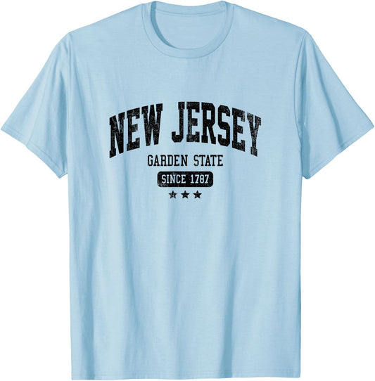 Vintage New Jersey The Garden State NJ USA Weathered Dark T-Shirt - T-Shirt | Light Blue