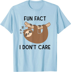 Fun fact i don't care Funny Sloth Saying T-Shirt - T-Shirt | Light Blue