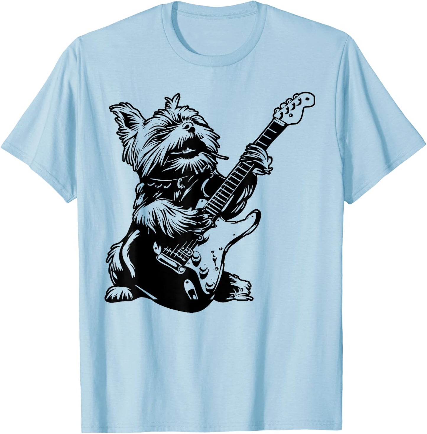 Dog Guitarist Guitar - Yorkie Dad Mom Women T-Shirt - T-Shirt | Light Blue