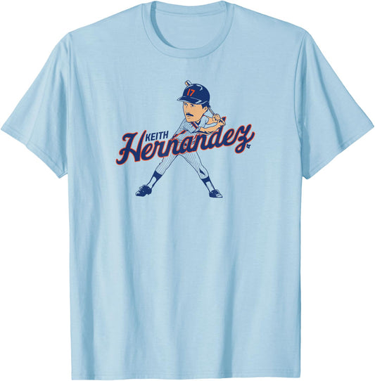 Keith Hernandez: Caricature - New York Baseball T-Shirt - T-Shirt | Light Blue