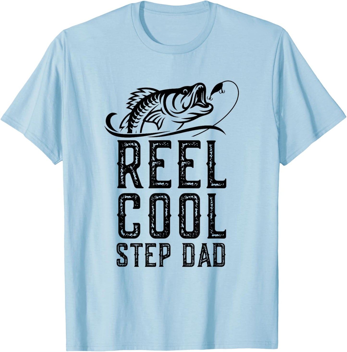 Reel Cool Step-Dad Fishing Fisherman Funny Retro StepDad T-Shirt - T-Shirt | Light Blue