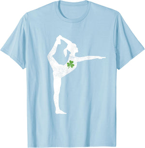 Gymnastics Lovers Green Shamrock Leaf St Patricks Day T-Shirt - T-Shirt | Light Blue