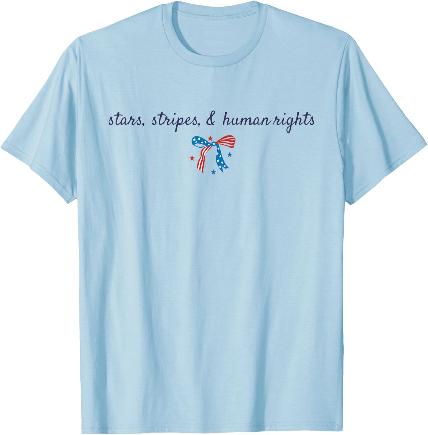 Stars And Stripes And Human Rights 4th Of July Bow Coquette T-Shirt - T-Shirt | Light Blue