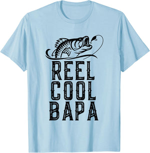Reel Cool Bapa Fishing Fisherman Funny Grandpa Retro T-Shirt - T-Shirt | Light Blue