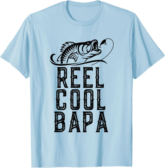 Reel Cool Bapa Fishing Fisherman Funny Grandpa Retro T-Shirt - T-Shirt | Light Blue