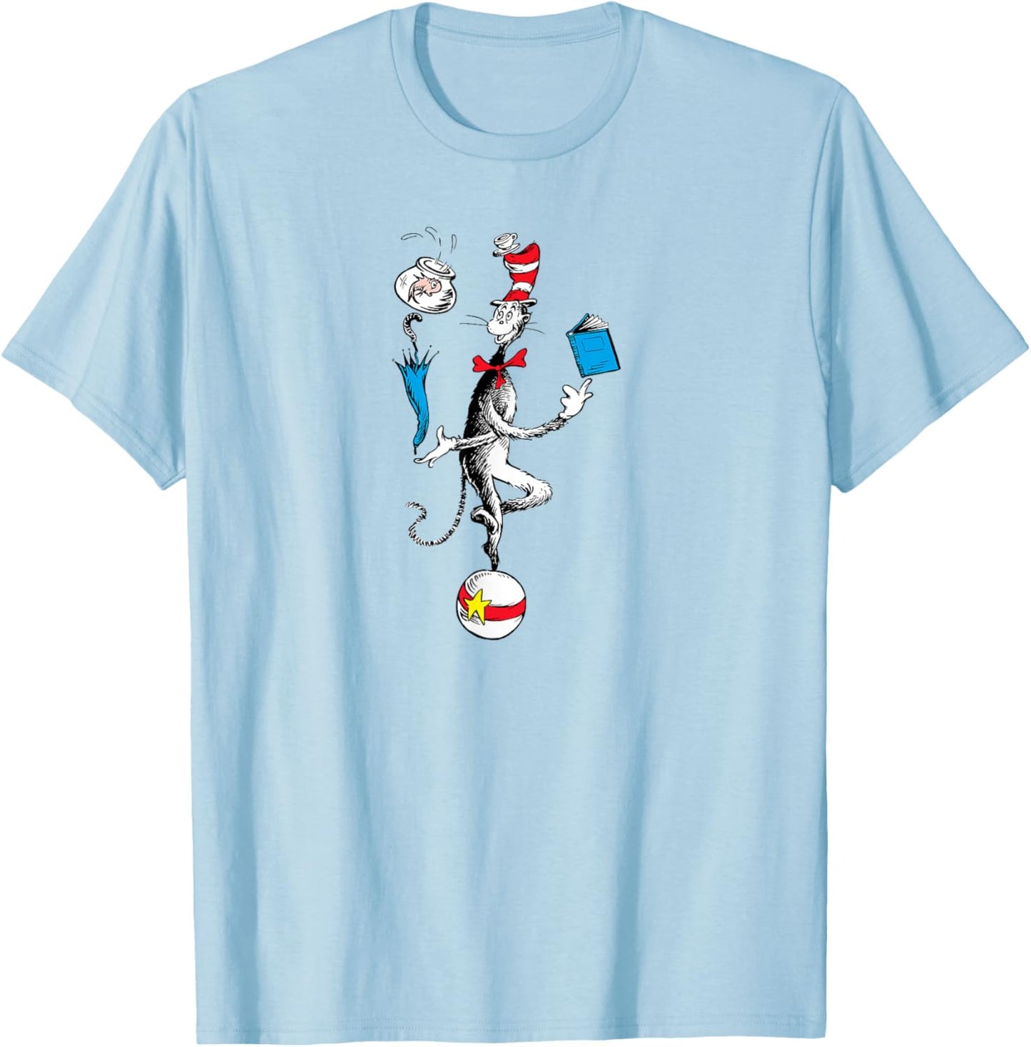 Dr. Seuss The Cat in the Hat Balancing Act T-Shirt - T-Shirt | Light Blue