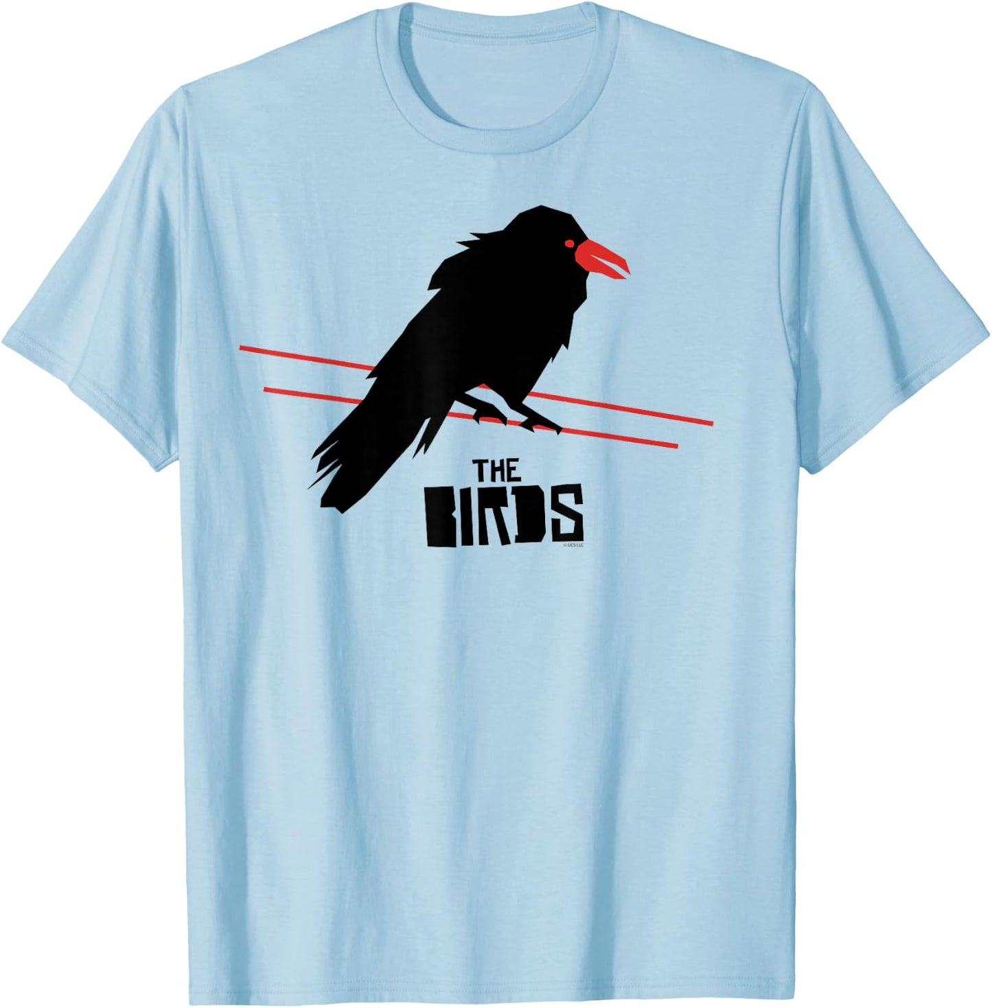 The Birds Alfred Hitchcock Raven On A Wire T-Shirt - T-Shirt | Light Blue
