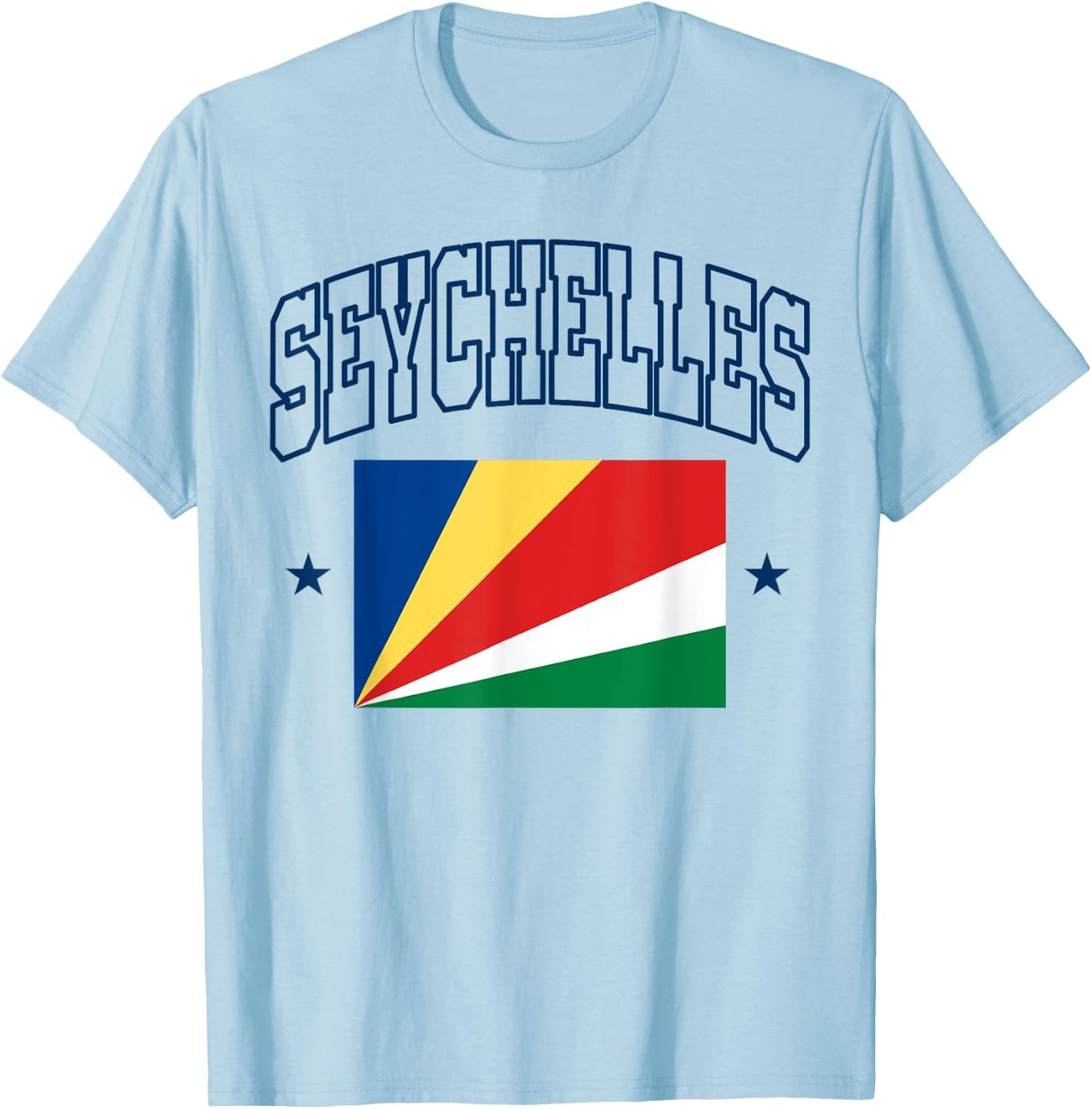 Seychelles Athletic Men Women Souvenir Flag T-Shirt - T-Shirt | Light Blue
