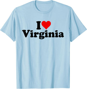 I Love Heart Virginia T-Shirt - T-Shirt | Light Blue
