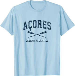 Azores Vintage Nautical Paddles Sports Oars T-Shirt - T-Shirt | Light Blue