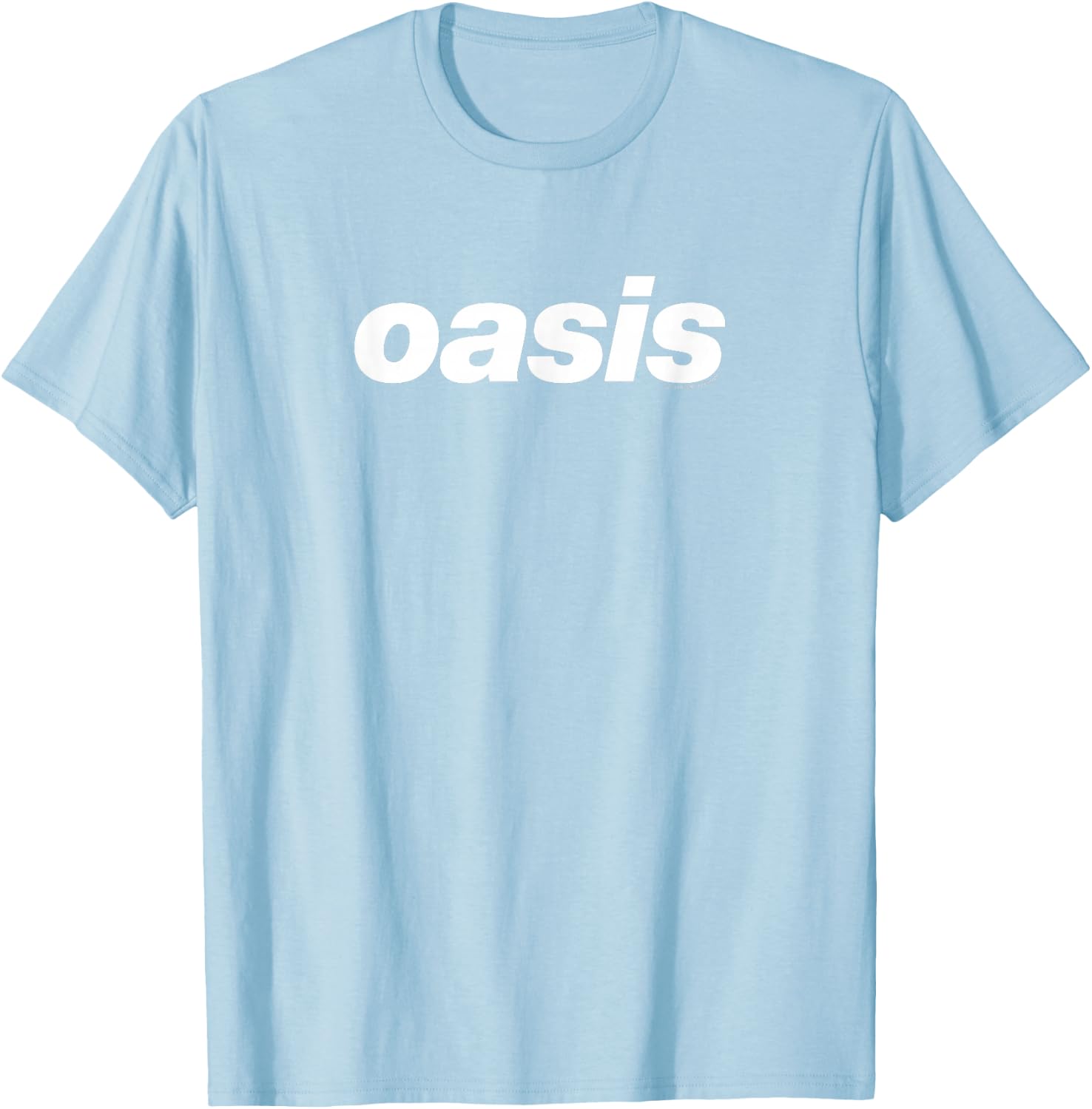 Oasis – White Logo On Baby Blue T-Shirt - T-Shirt | Light Blue