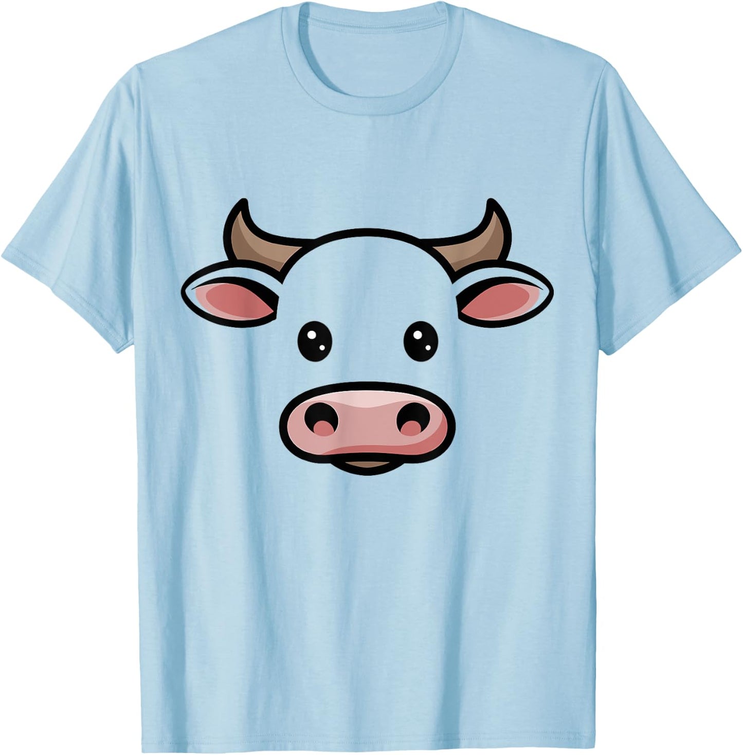 Halloween Cow Bull Face Costume Kids Cute Themed T-Shirt - T-Shirt | Light Blue
