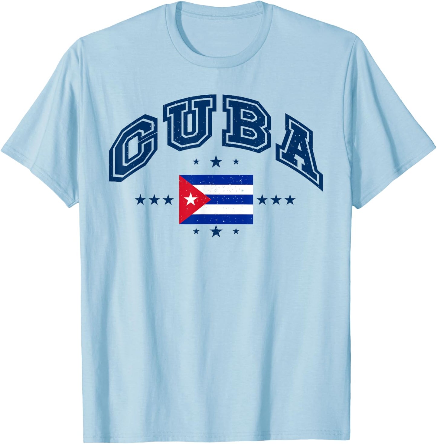 Retro Cuba Men Women Athletic Throwback Flag T-Shirt - T-Shirt | Light Blue