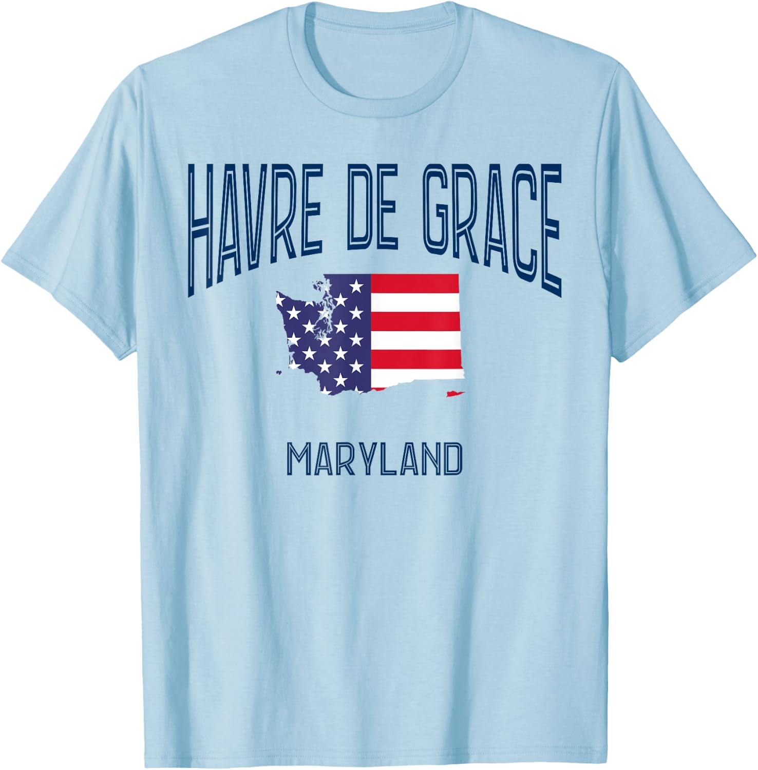 Havre de Grace Maryland MD Athletic Retro USA Flag Women Kids Men T-Shirt - T-Shirt | Light Blue