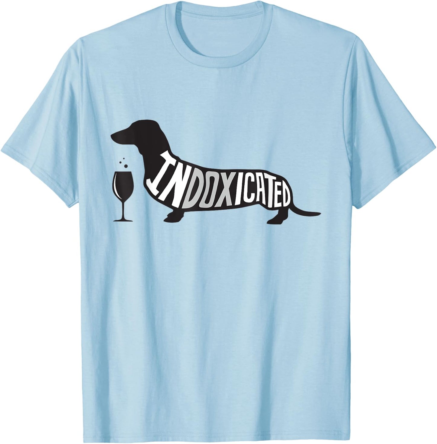 Funny Dachshund Shirt - Indoxicated St. Patrick's Day Wine T-Shirt - T-Shirt | Light Blue