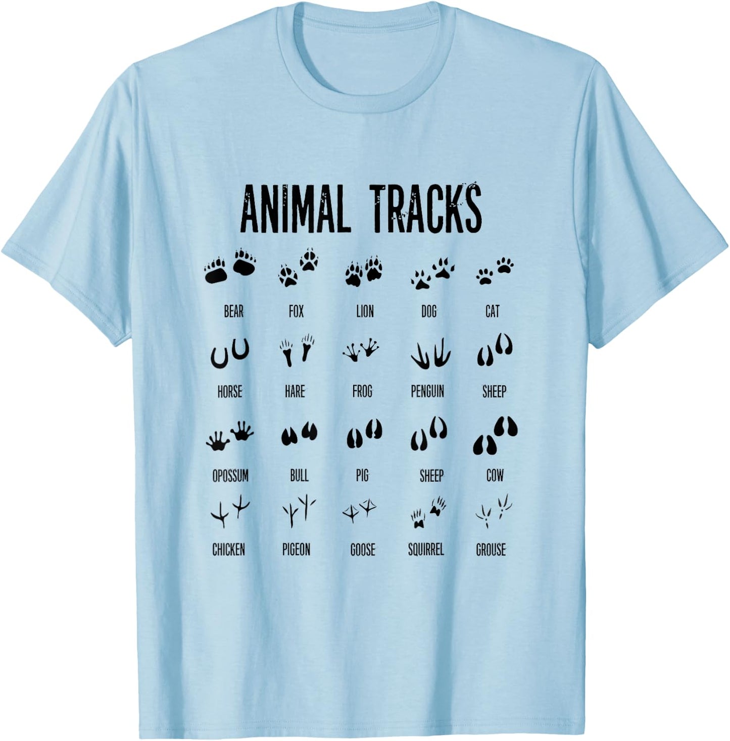 Kids Nature Explorer Animal Tracks For Camping Hiking T-Shirt - T-Shirt | Light Blue