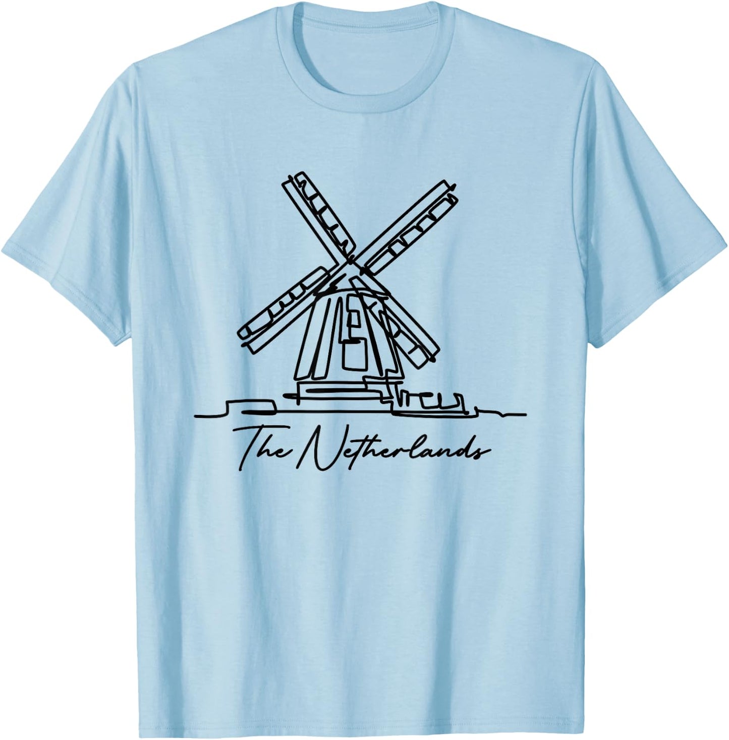 The Netherlands Windmill Amsterdam Zaanse Schans Souvenir T-Shirt - T-Shirt | Light Blue