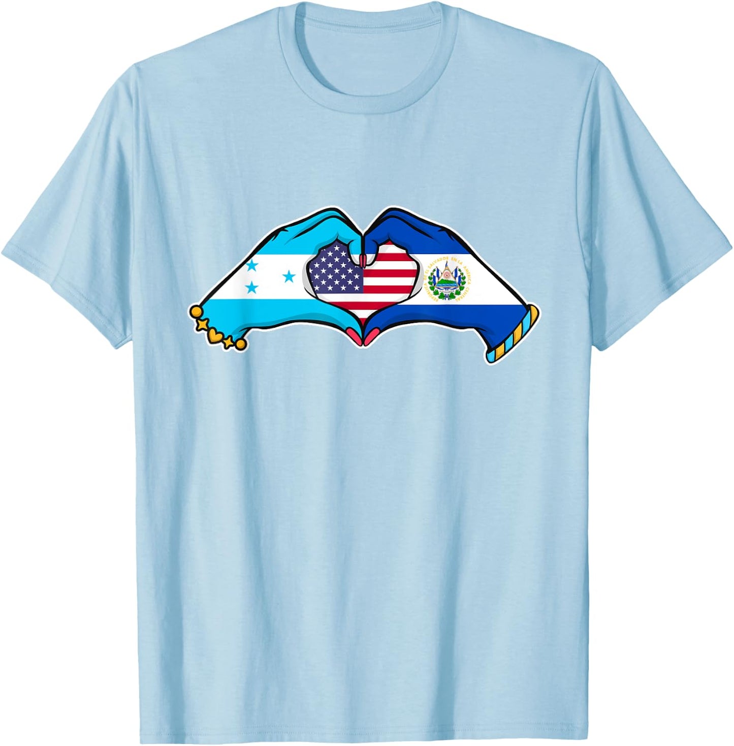 Heart hands El Salvador, Honduras and the USA T-Shirt - T-Shirt | Light Blue