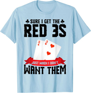 Hand & Foot Red 3s Cards Playing Cards Set Hand and Foot T-Shirt - T-Shirt | Light Blue