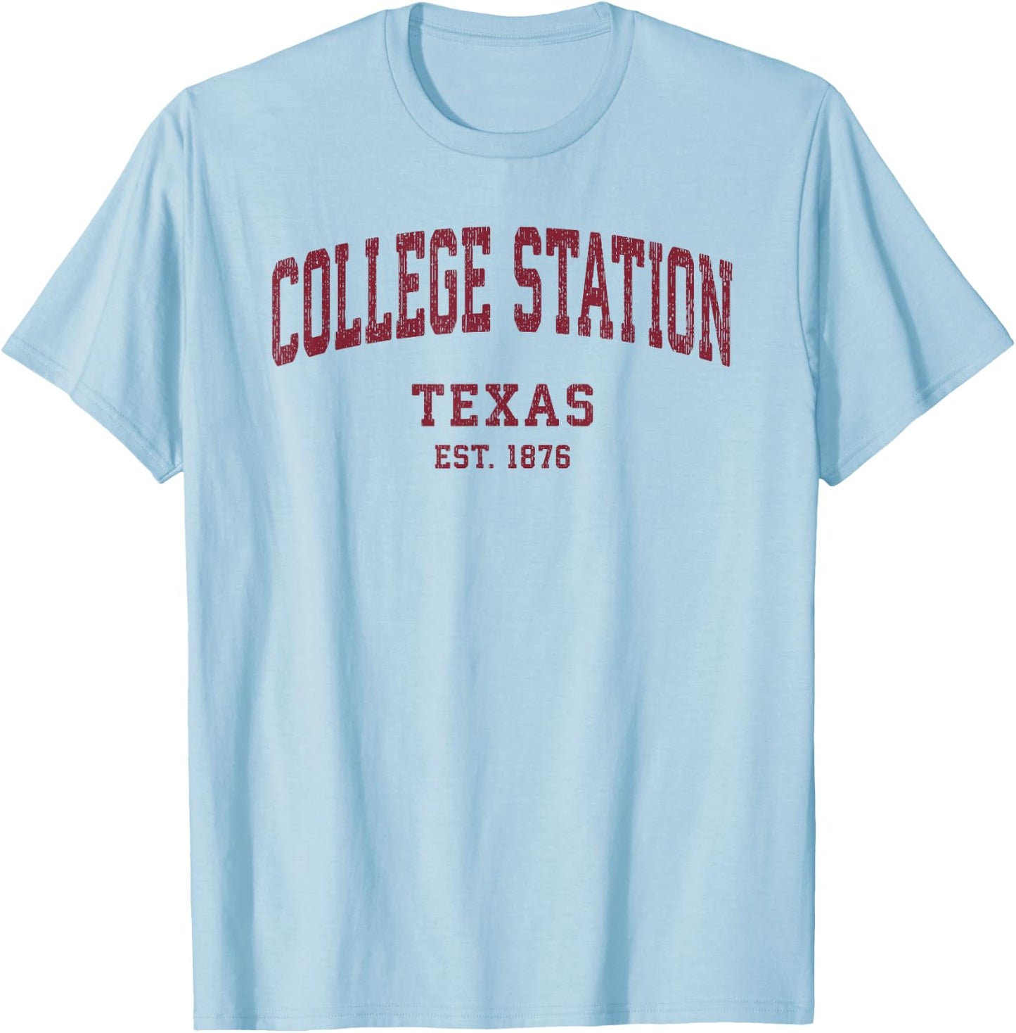 College Station Texas TX Vintage Athletic Sports T-Shirt - T-Shirt | Light Blue