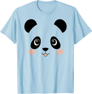 Panda Bear Face Halloween Costume Animal T-Shirt - T-Shirt | Light Blue