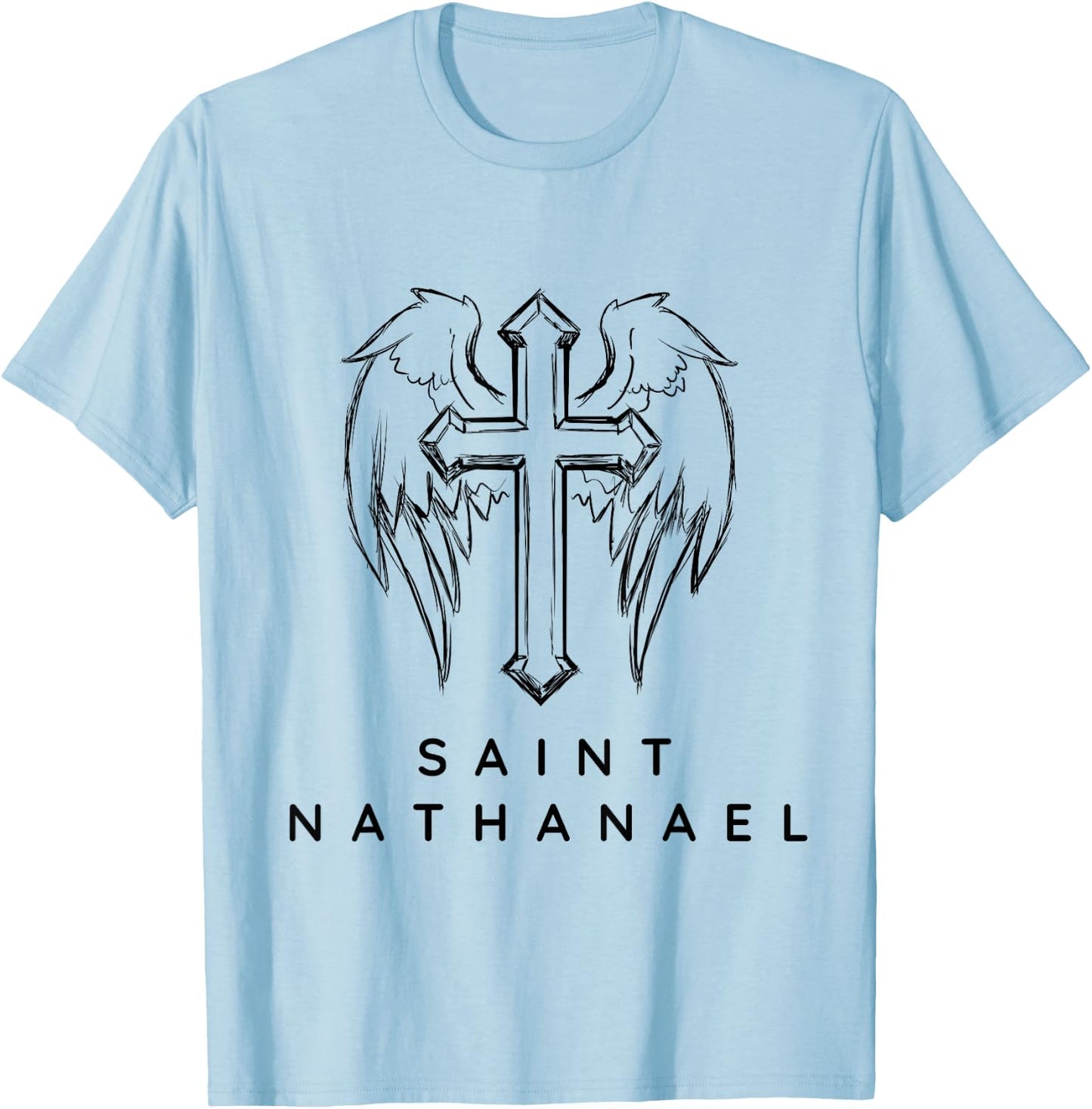 Saint Nathanael the Apostle. Traditional Catholic Prayer T-Shirt - T-Shirt | Light Blue