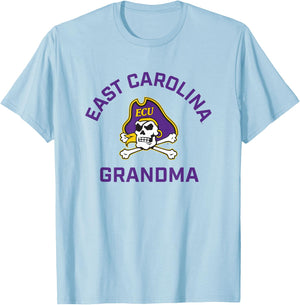 East Carolina University ECU Pirates Arched Grandma T-Shirt - T-Shirt | Light Blue