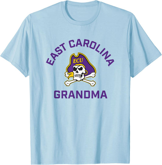 East Carolina University ECU Pirates Arched Grandma T-Shirt - T-Shirt | Light Blue