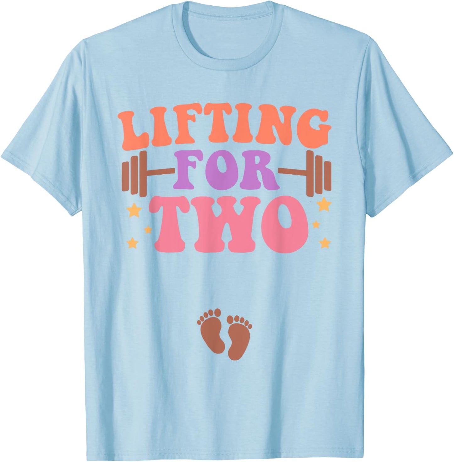 Lifting For Two Funny Pregnancy Gym Workout Expecting Mom T-Shirt - T-Shirt | Light Blue