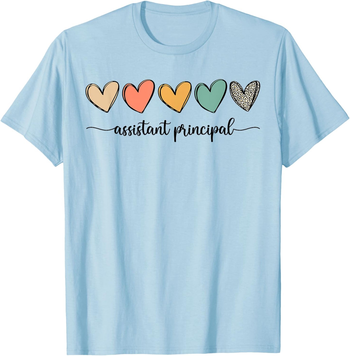 Cute Assistant Principal Shirt Leopard Boho Hearts T-Shirt - T-Shirt | Light Blue
