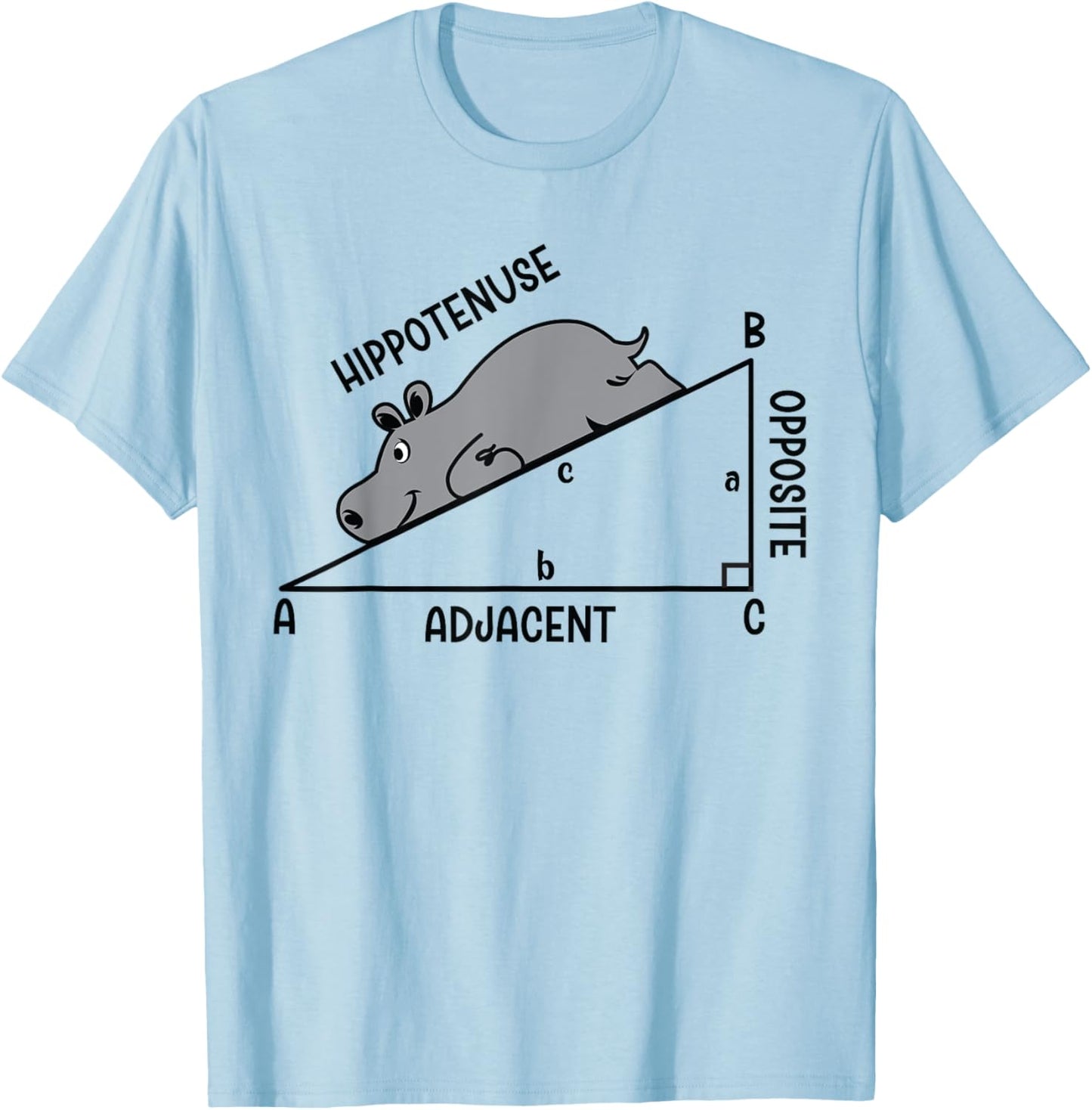 Funny Geometry Math Joke Hippo Nerd Hippotenuse Hypotenuse T-Shirt - T-Shirt | Light Blue