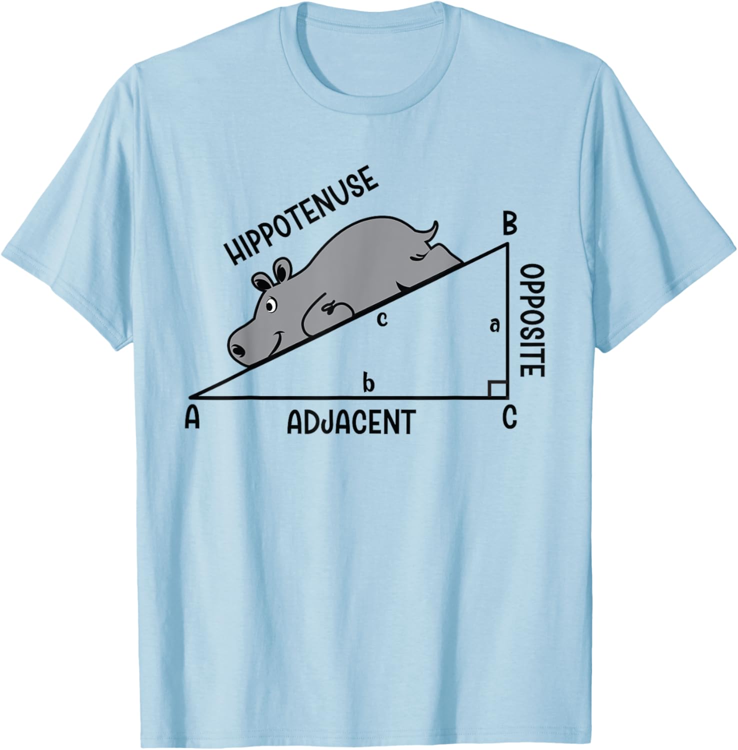 Funny Geometry Math Joke Hippo Nerd Hippotenuse Hypotenuse T-Shirt - T-Shirt | Light Blue
