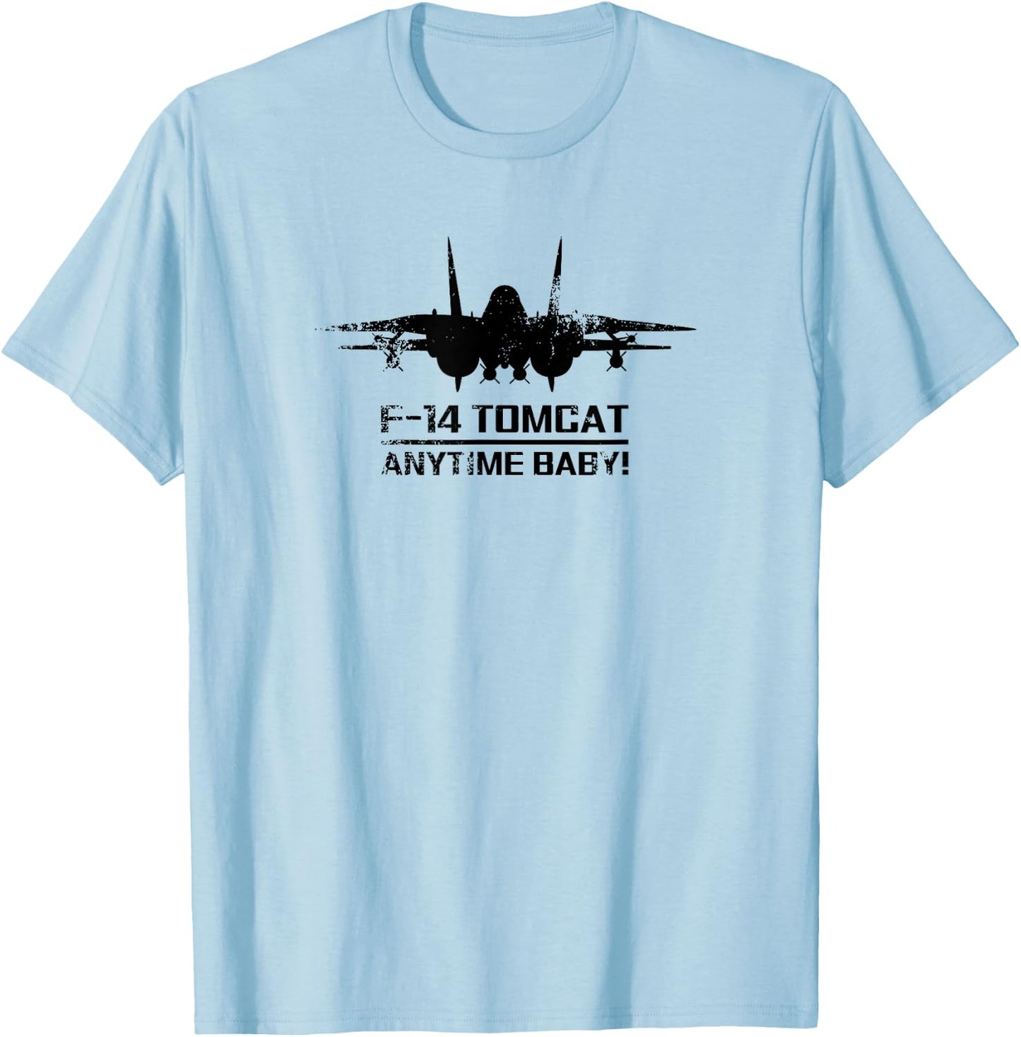 Jeff Hobrath F-14 Tomcat Military Fighter Jet Distressed Modern - -Baby - Grey - Small T-Shirt - T-Shirt | Light Blue