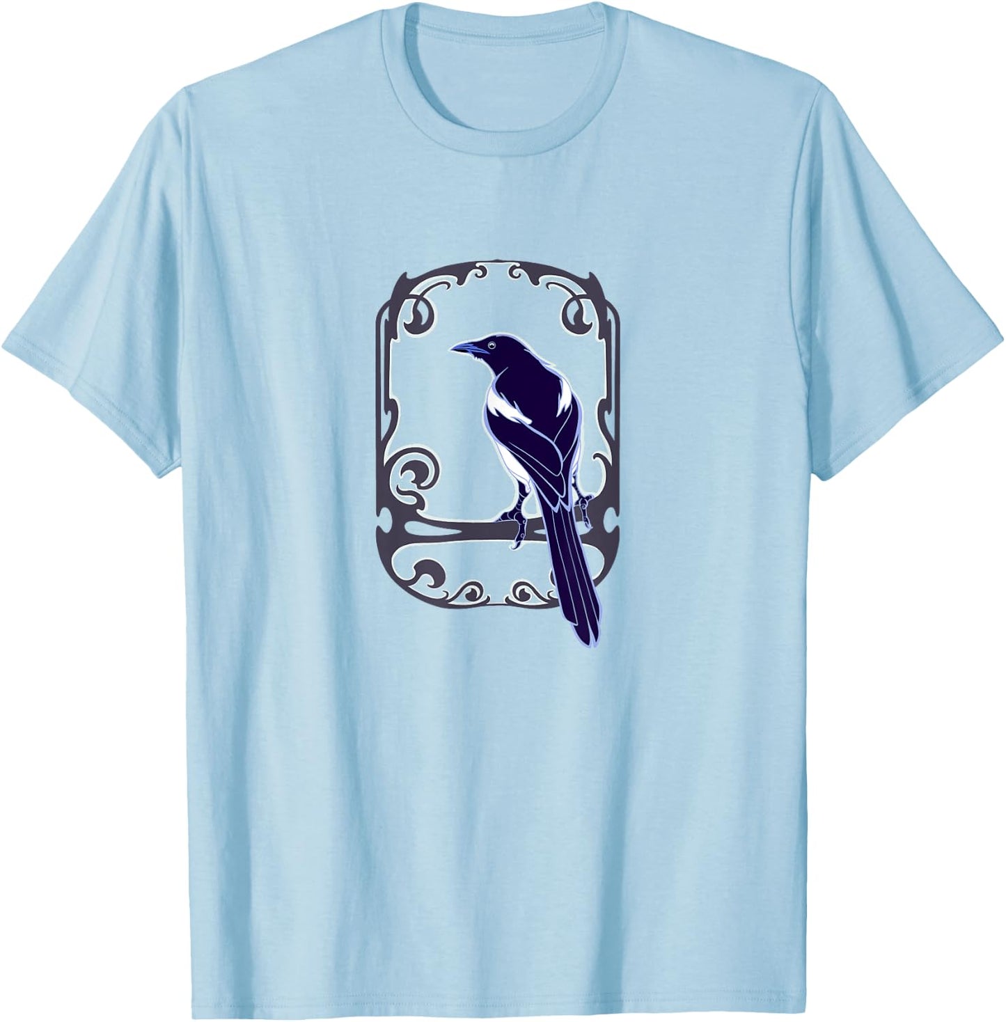 Gothic and Nouveau style Magpie bird, for ornithology lovers T-Shirt - T-Shirt | Light Blue