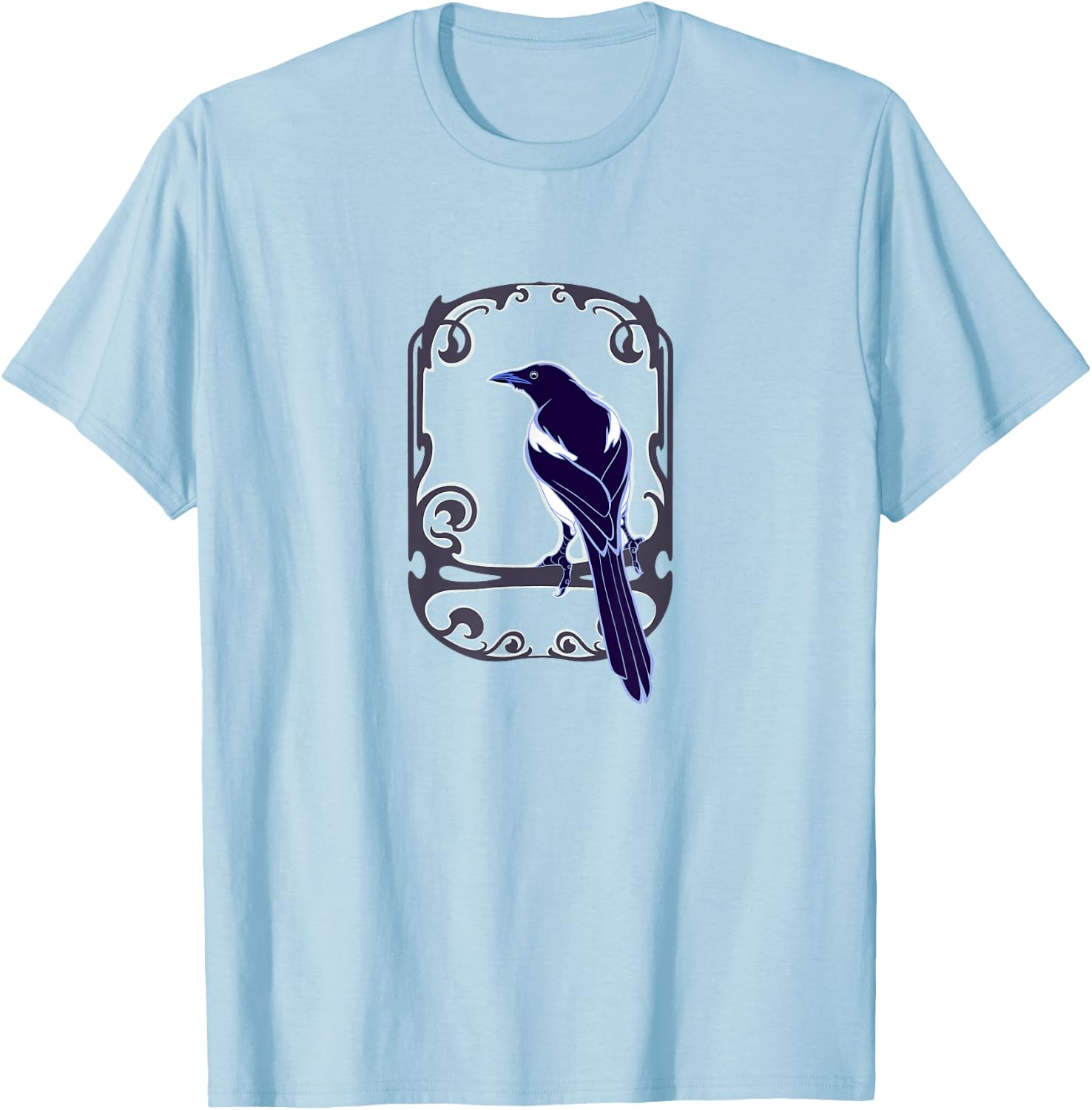 Gothic and Nouveau style Magpie bird, for ornithology lovers T-Shirt - T-Shirt | Light Blue