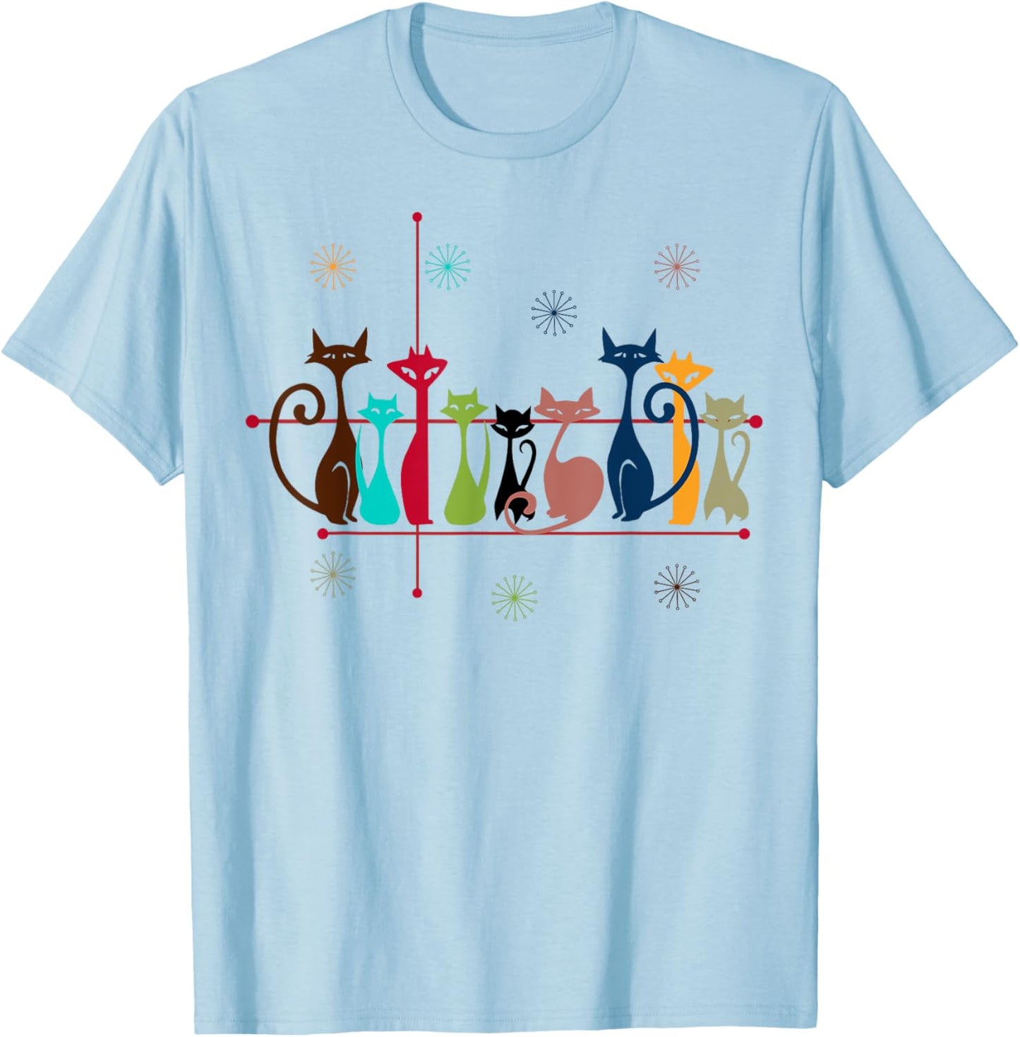 Vintage Retro Cat Gifts: 50s 60s Style Cat Dad & Mom T-Shirt - T-Shirt | Light Blue