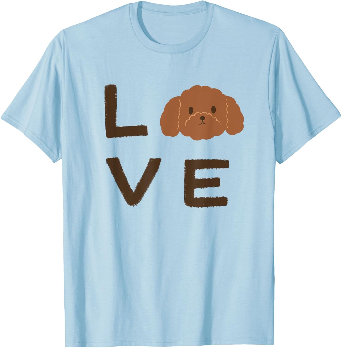 Cute Brown Chocolate Poodle Puppy Dog LOVE Graphic T-Shirt - T-Shirt | Light Blue