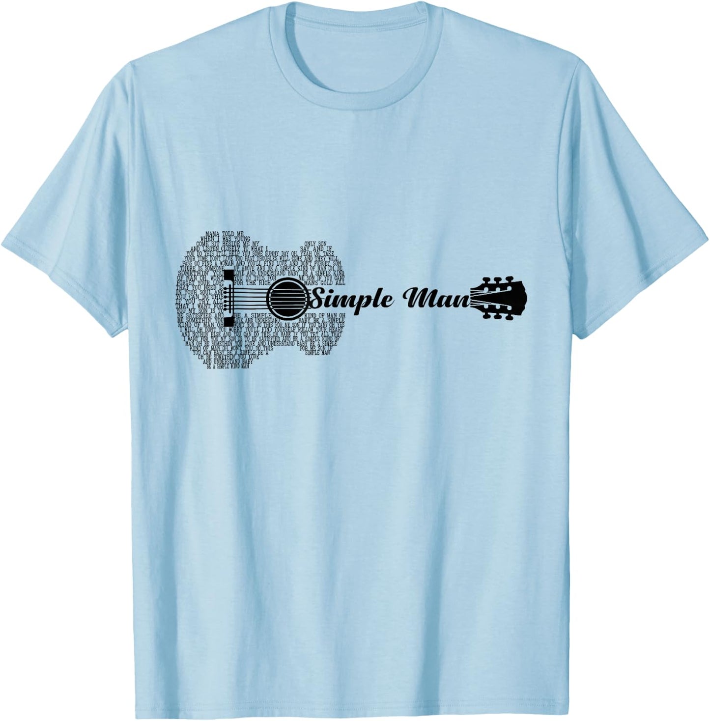 Simple Man Music Guitar L:over Guitar Shape T-Shirt - T-Shirt | Light Blue