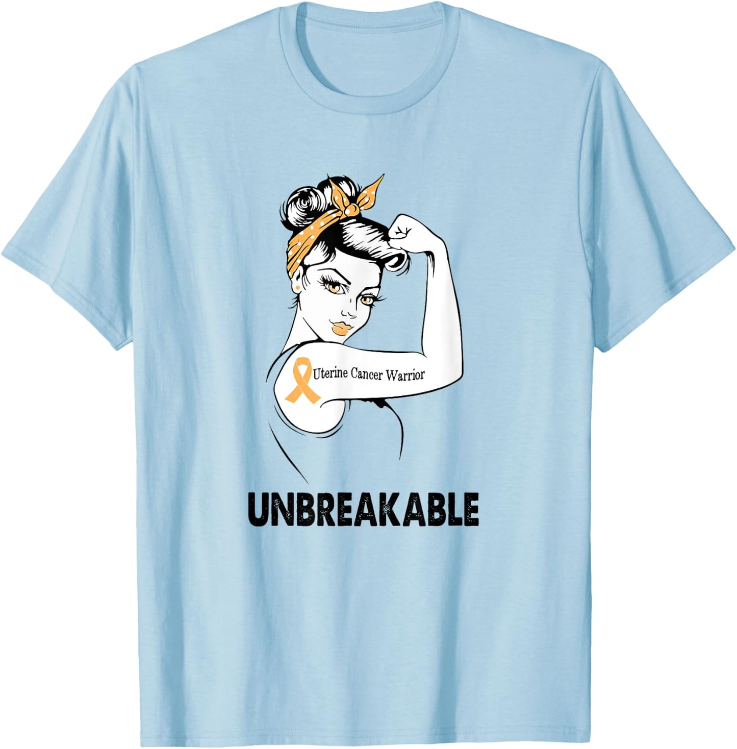Uterine Cancer Warrior Unbreakable Gift Awareness T-Shirt - T-Shirt | Light Blue