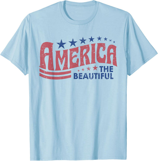 American The Beautiful She Loves Jesus And America Too July T-Shirt - T-Shirt | Light Blue