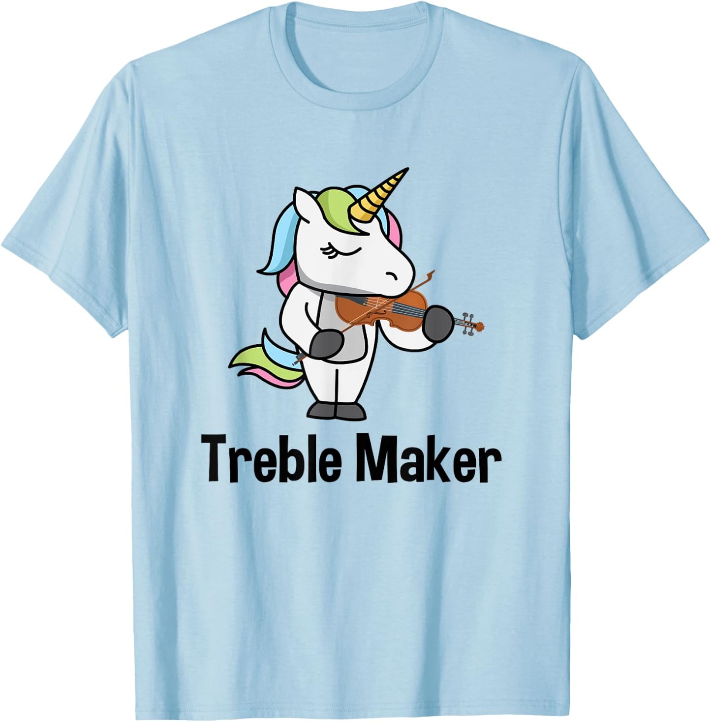 Violin Shirt for Girls - Treble Maker Unicorn Violinist T-Shirt - T-Shirt | Light Blue