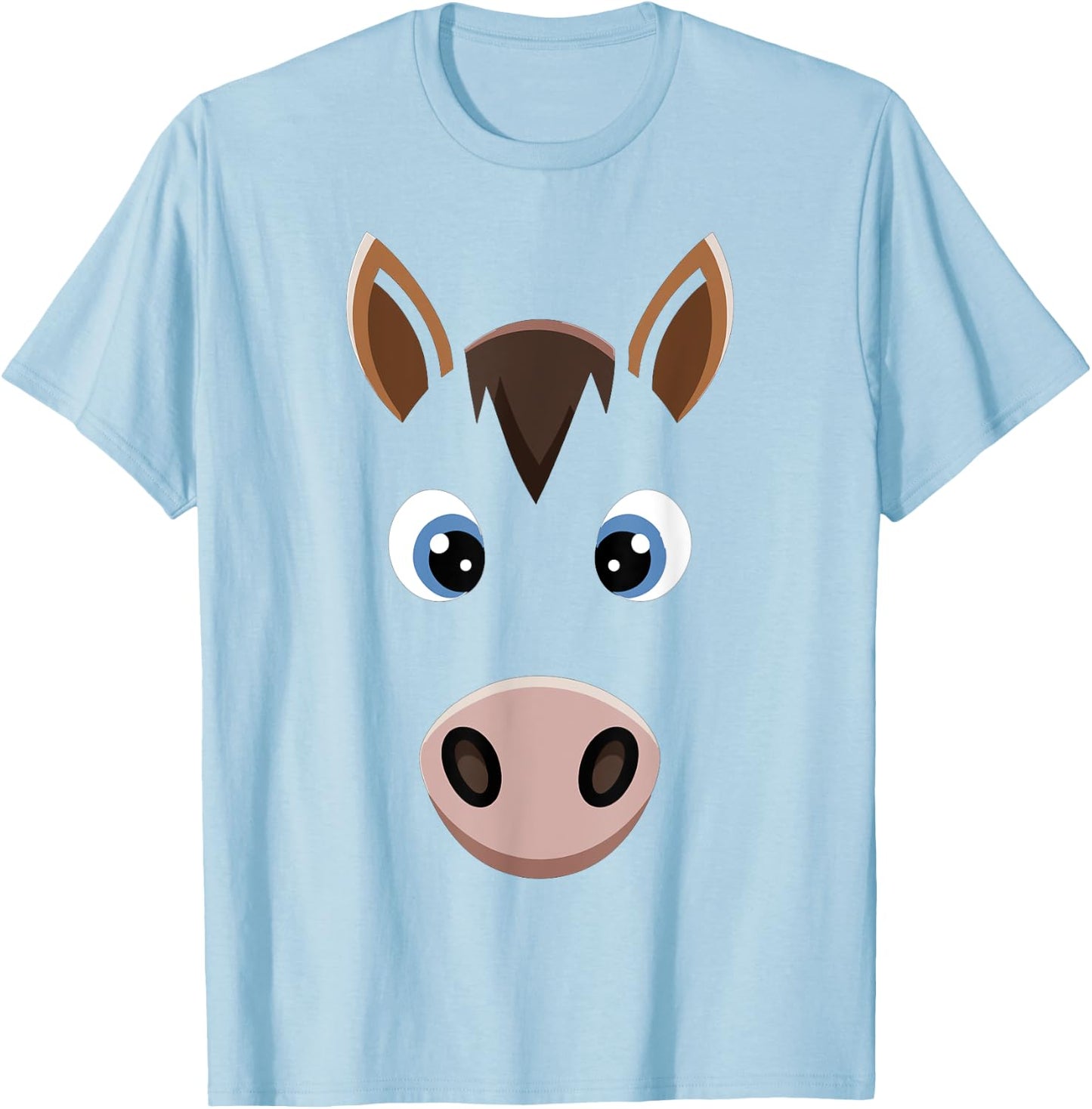 Halloween Horse Face Costume Kids Cute Themed Horsey T-Shirt - T-Shirt | Light Blue