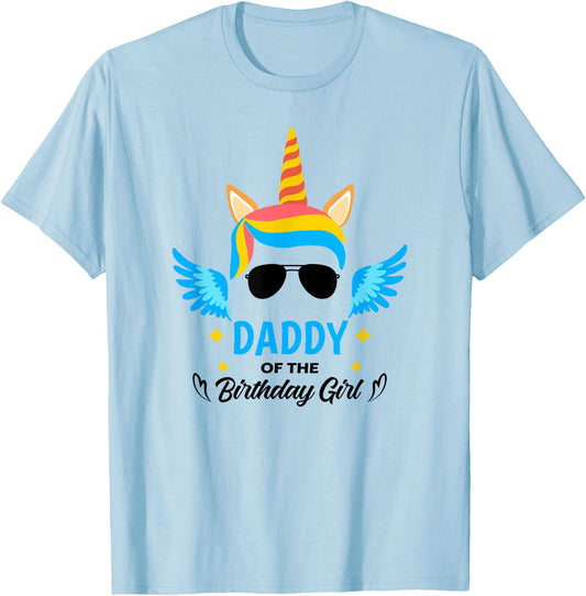 Daddy of The Birthday for Girl Father Unicorn First Birthday T-Shirt - T-Shirt | Light Blue