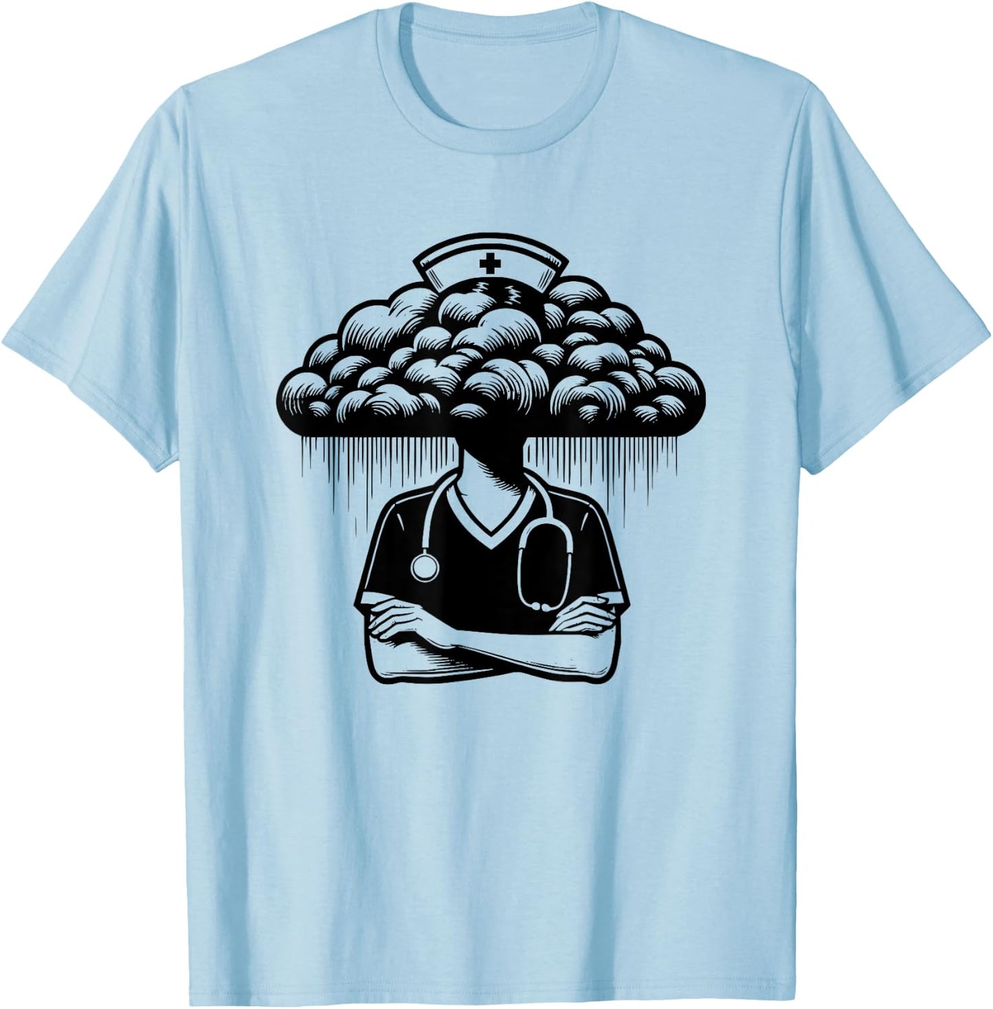 Medical School Nurse Nursing Black Cloud T-Shirt - T-Shirt | Light Blue