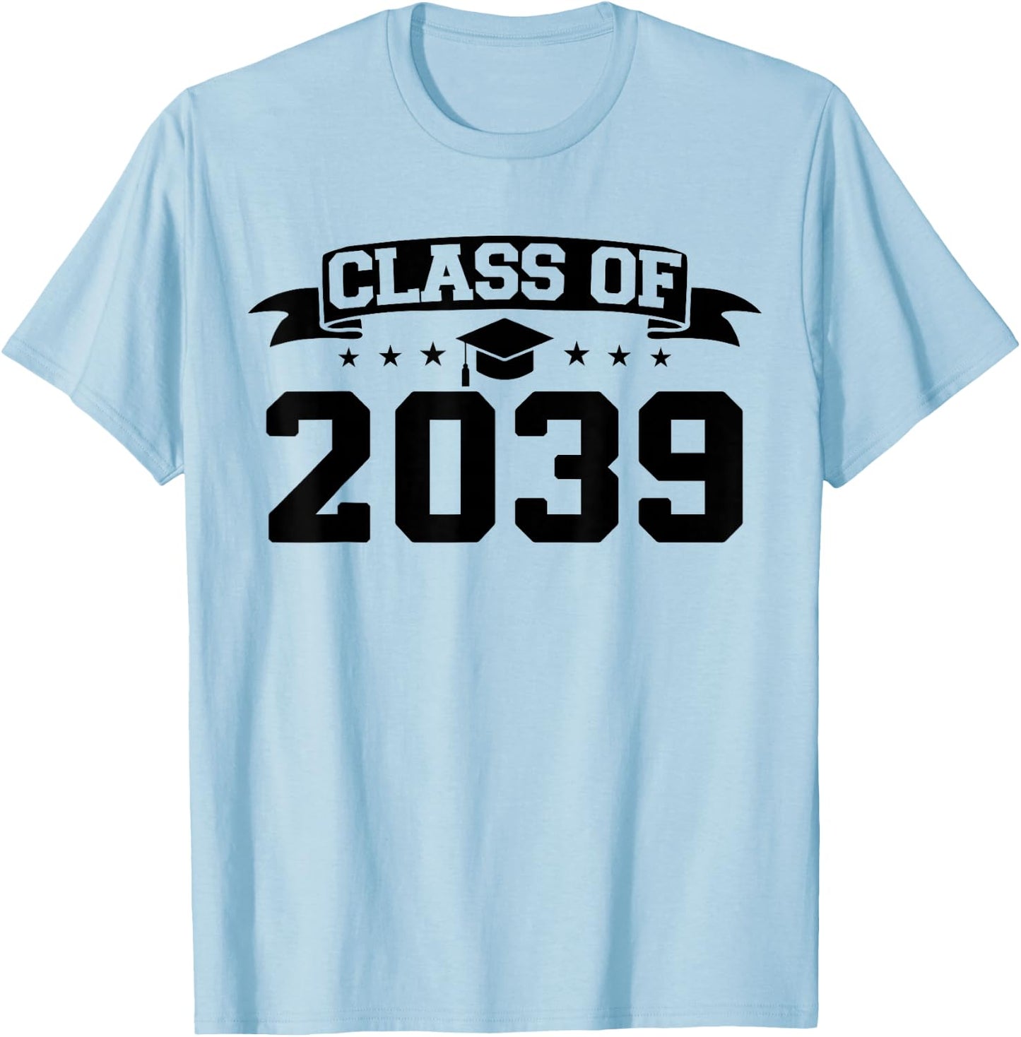 Class of 2039 Grow With Me Graduation Handprint On Back T-Shirt - T-Shirt | Light Blue