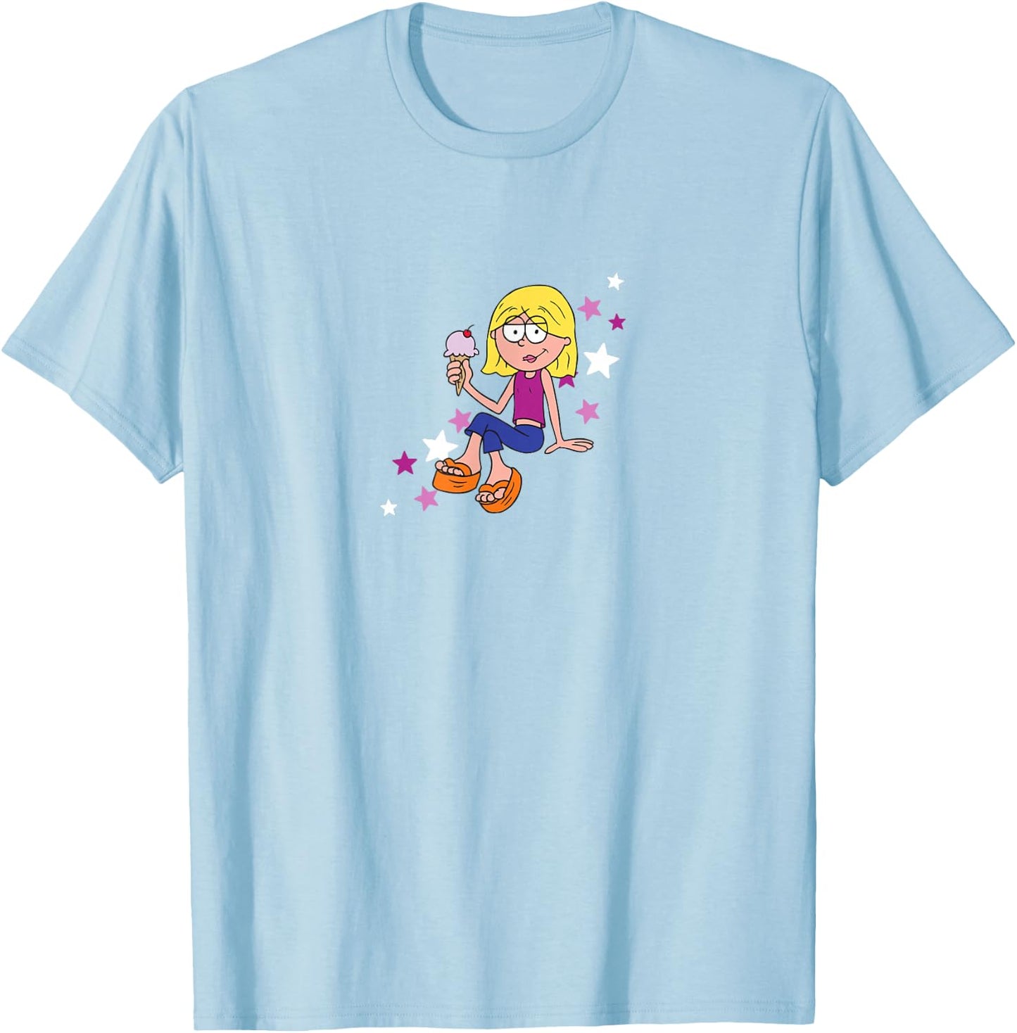 Disney Lizzy McGuire Iconic Cool Lil Lizzie Star Chest Logo T-Shirt - T-Shirt | Light Blue