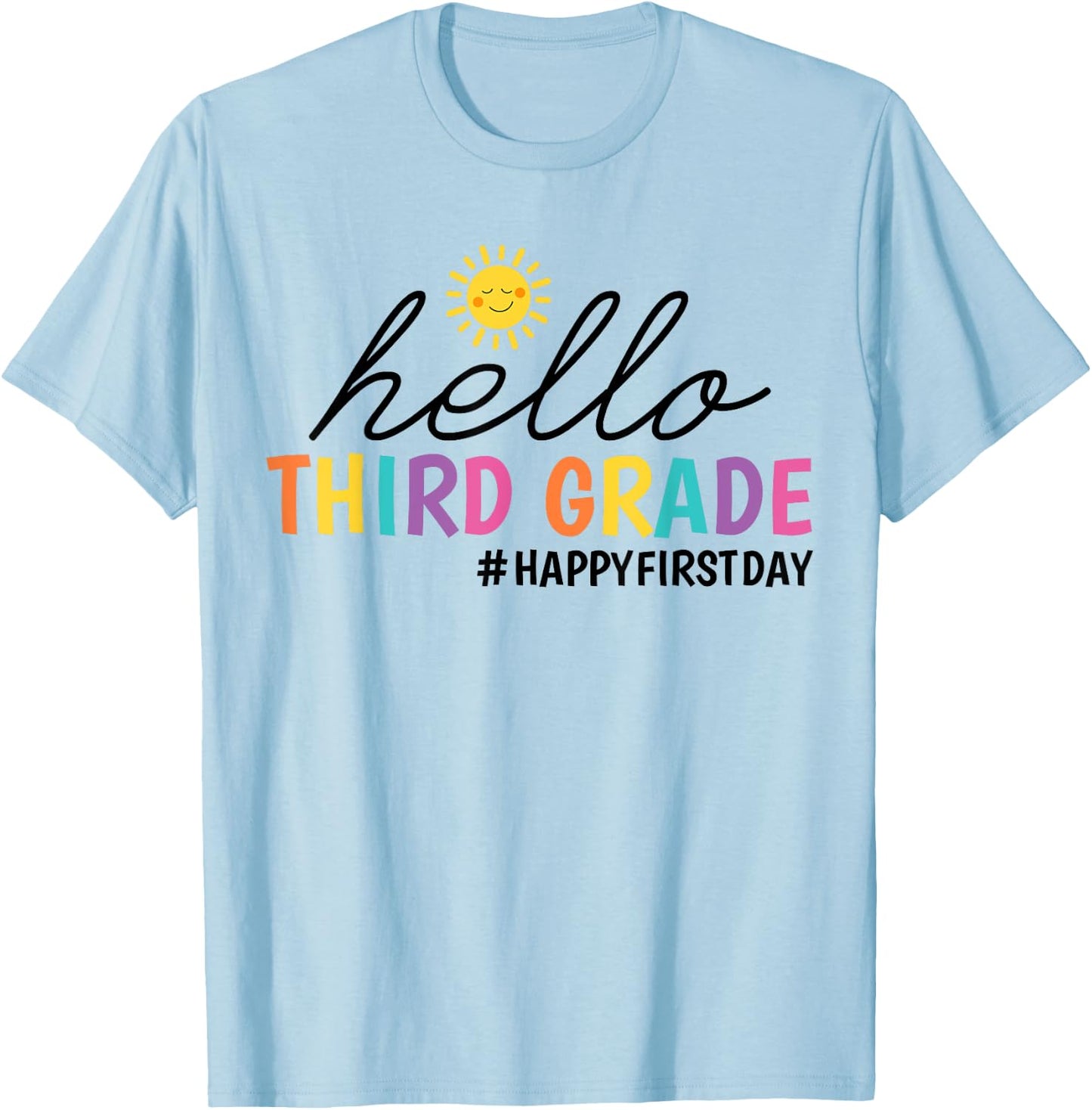 Hello Third Grade Teacher Kids Girl 3rd Grade Back to School T-Shirt - T-Shirt | Light Blue